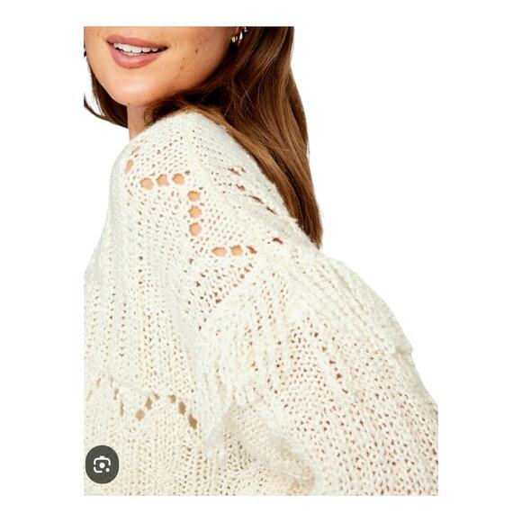 Old Navy‎ Textured Fringe Cropped Pullover Sweater Long Sleeve - Picture 2 of 12